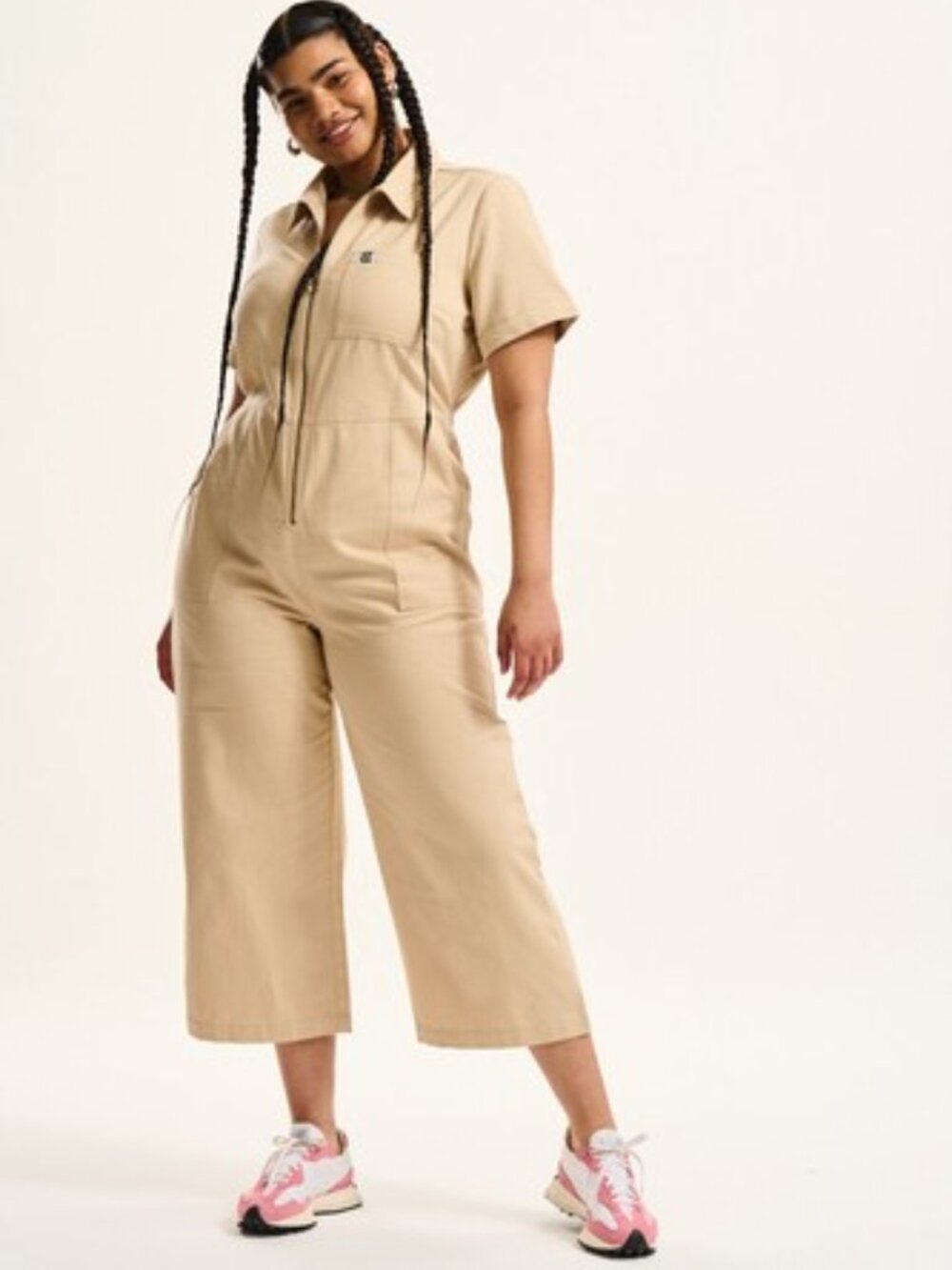 Lucy & Yak Ragan Jumpsuit Boilersuit Irish Cream Beige Organic Cotton UK 22 US 1